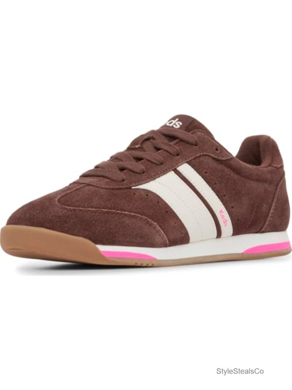 Suede Lace-Up Fashion Sneakers with Arch Support and Removable Footbed